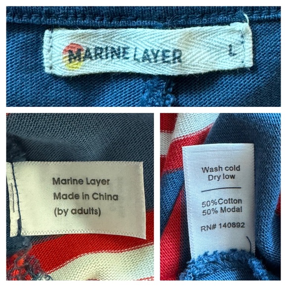 Marine Layer Sadie Striped Tie Shoulder Midi Dress - Picture 8 of 10